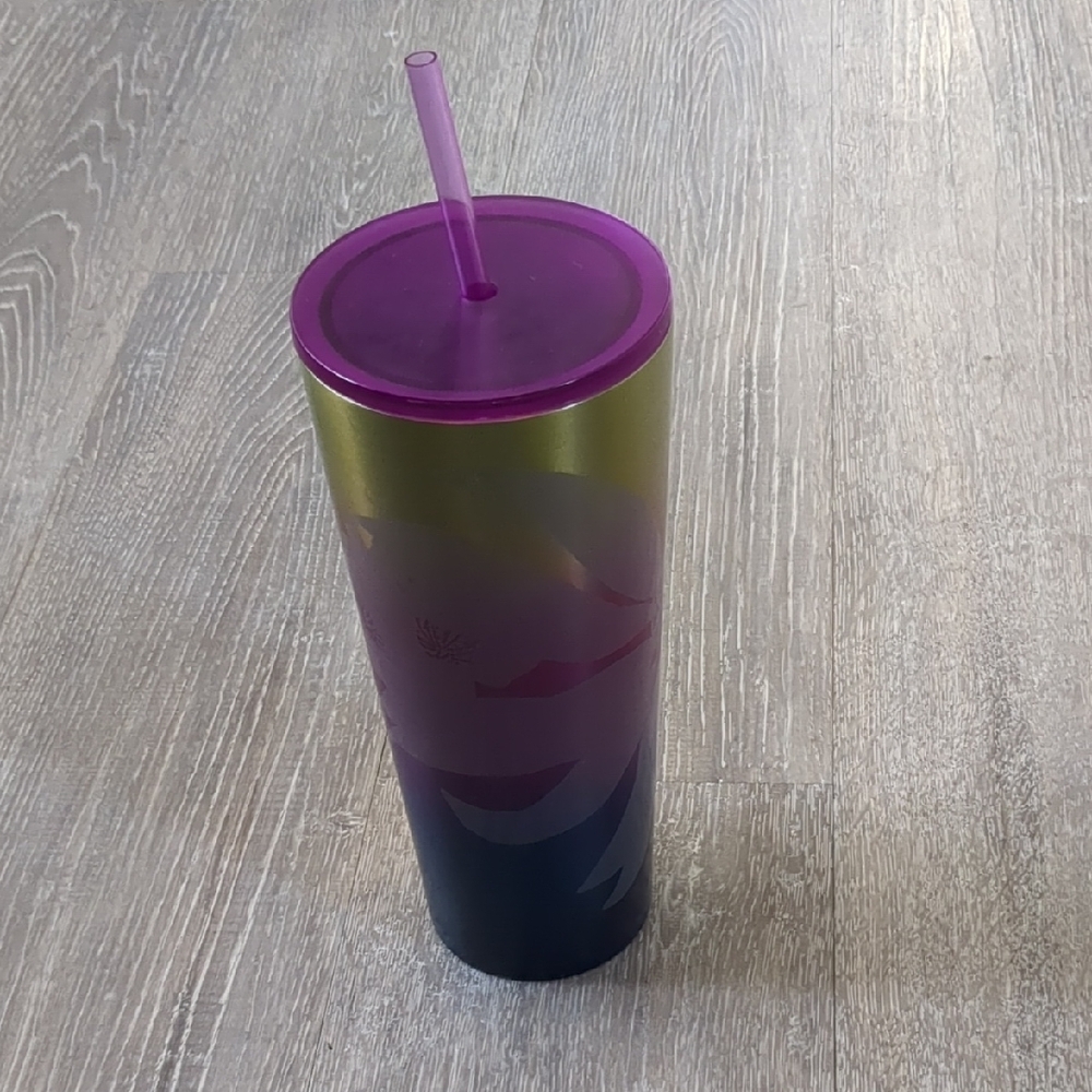 Starbucks Stainless Steel Purple and Gold Tumbler with Straw